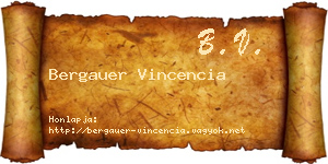 Bergauer Vincencia névjegykártya